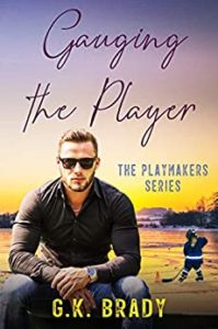 Cover of Gauging the Player, showing a handsome young man in sunglasses, leaning sensually forward with sunglasses on.